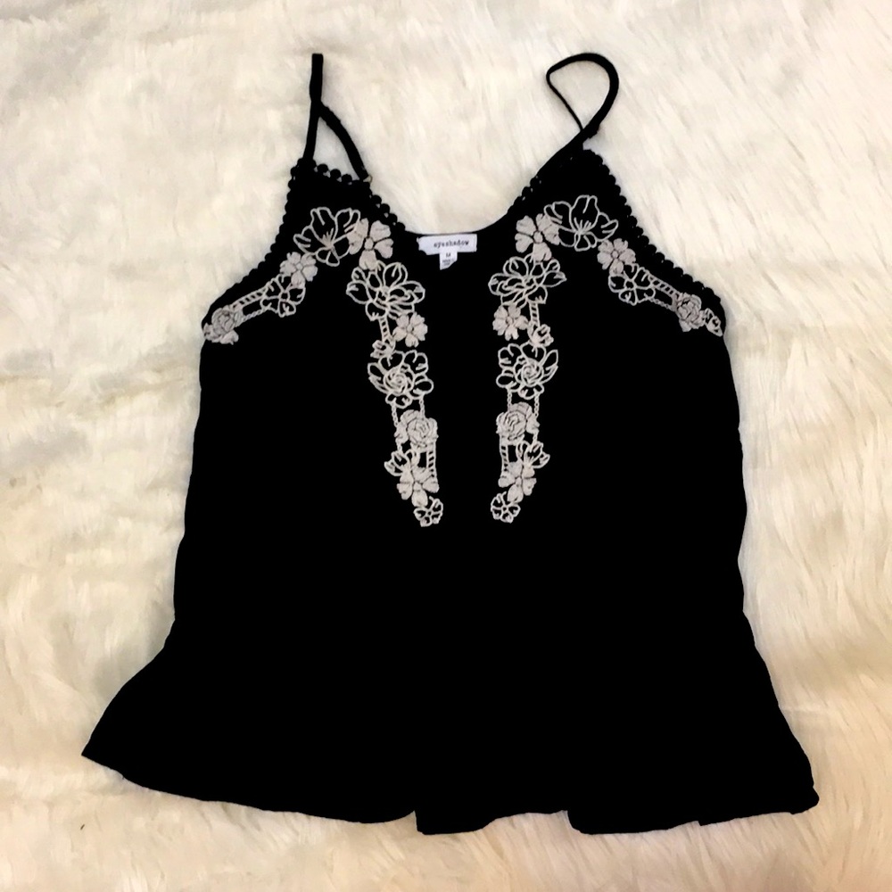 Embroidered black summer cami